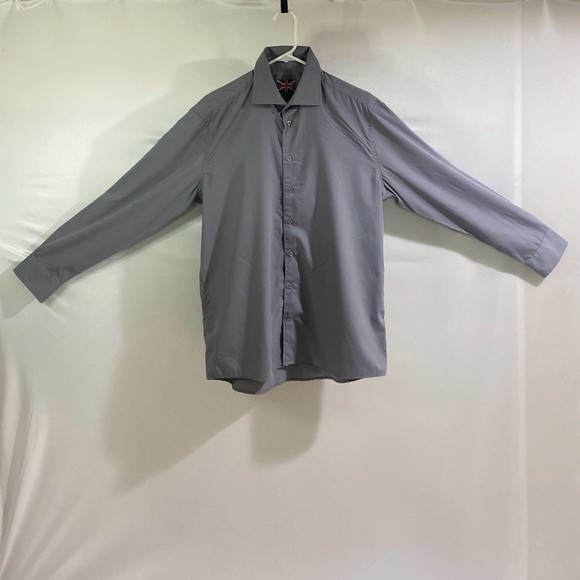 Soul Of London Men's Large Gray Modern Fit Button Down Long Sleeve Dress Shirt - Picture 1 of 13